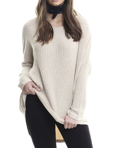 Tee Feature Long Sleeve Knit Neutral